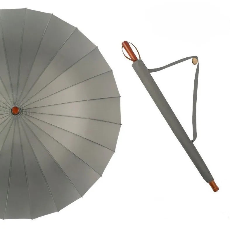 Wholesale 24-Bone Golf Umbrella 25inch Wooden Handle Windproof Sun Rain Shield Custom Logo Portable Business Gifts MegaBDM