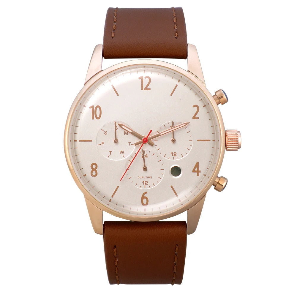 Custom Simple Fashion Men Watches Leather Strap Good Quality Wristwatch