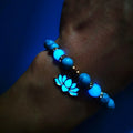 ZB Glowing Accessories Stretch Yogas Bracelet Glow in the Dark 8mm Multicolor Turquoise Lotus Pendant Bracelet for Women Girls