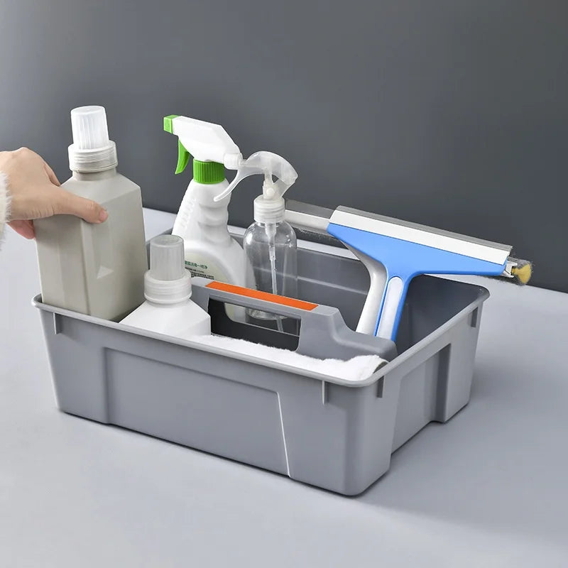 Large Square Modern Design Hotel Room Cleaning Tool Box PP Bathroom Debris Storage Satchel Aluminum Square Cleaning Basket