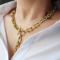 Simple Trendy T Toggle Clasp Big Chain Necklace for Women Men Stainless Steel Thick Link Chain Long Charm Chunky Necklace