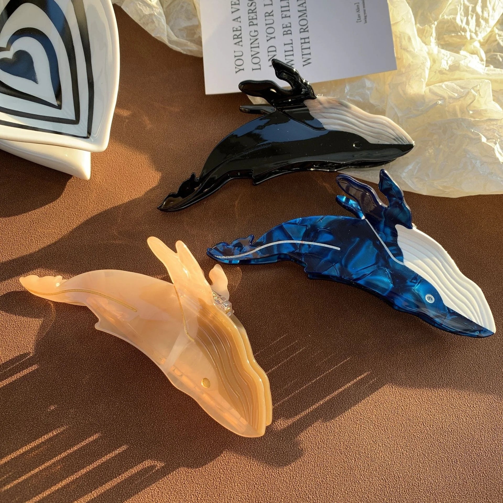 Large Jumbo 13cm Claw Clip Customized Whale Animal Hair Jaw Clamp Acetate Dolphin Hair Claw for Thick Hair
