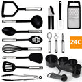 Factory Price Nylon Kitchenware Set Stainless Steel Handle 24PCS Cookware Set Cooking Appliances