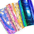 Holographic Geometric Embossing PU Mirror Reflective Heat Sensitive Vinyl Fabric High Film for Shoe Bag Decoration Craft Making