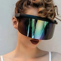 Nice Design Cool Fashion Custom Adult UV400 Flat Top Hood Eyeglasses One Piece Lens Riding Pc Unisex Large Sunglasses