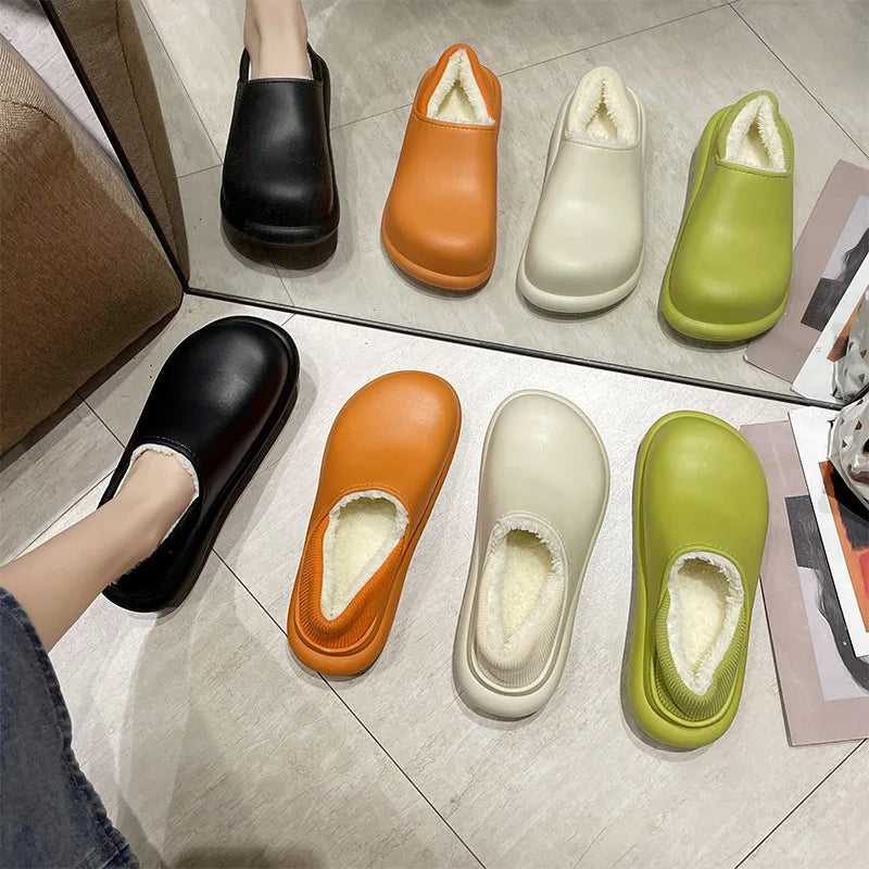 2022 New Waterproof Indoor Outdoor Cotton for Slippers for Female Couples Winter Warm Thick Sole with Non-slip EVA Outsole