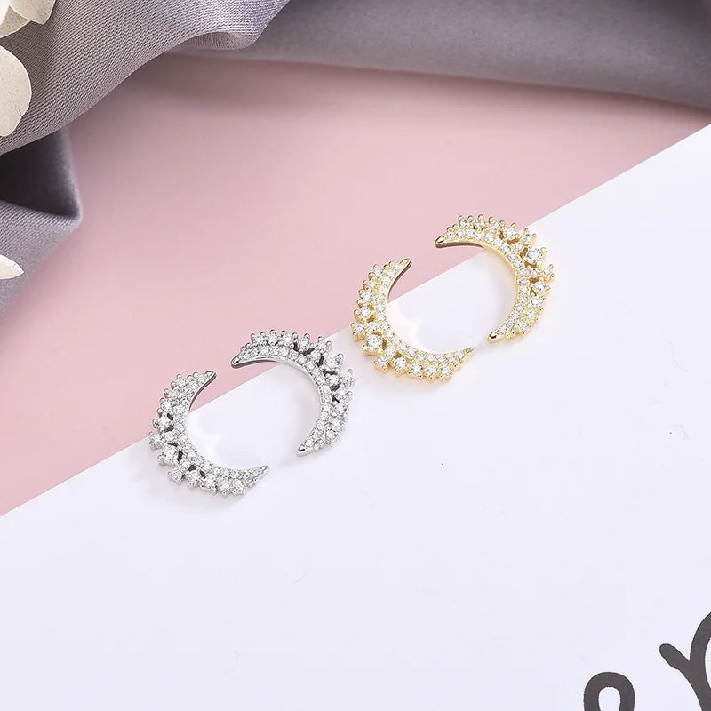 Luxury Cz Zircon Earring Zirconia Moon Earrings