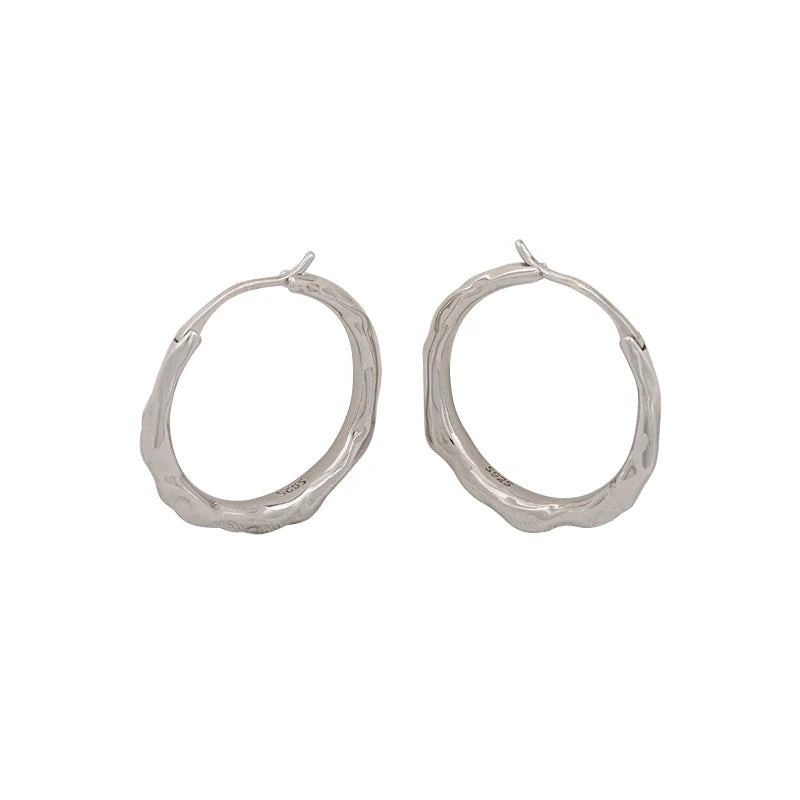 Texture Hammer Twisted 18k Gold Plated Personalized Huggie Earrings 925 Sterling Silver Trendy Unisex