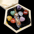 Wholesale Natural Tumbled Heart Shaped Crystal Ornaments With Healing Balancing 7 Chakra Pendant Sets