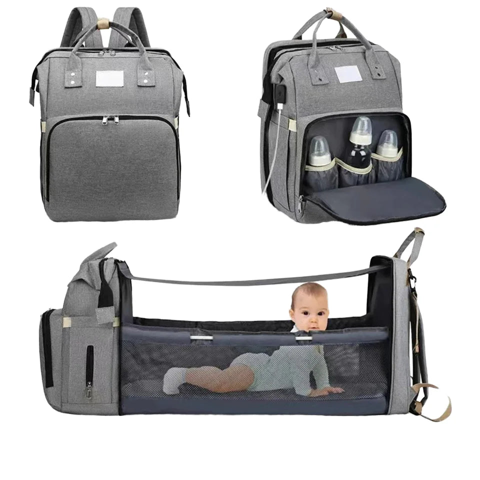 Factory Wholesale OEM ODM Custom Mummy Bag With Bed Cradle Baby Backpack Diaper Bag With Changing Station Mother Baby Care Bag