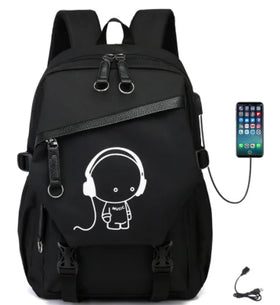 alibaba Best Sellers Luminous School Backpacks USB Power Bank Charger Bag Backpack