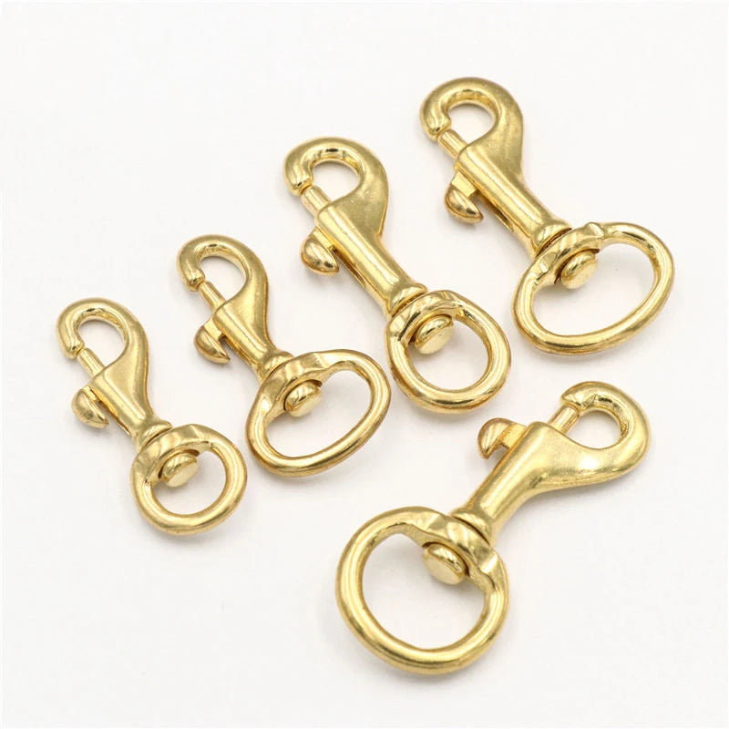 10mm 20mm Solid Brass Trigger Swivel Eye Snap Accessories Leather Craft Bag Strap Belt Hook Clasp Pet Dog Leash Clip Keychain