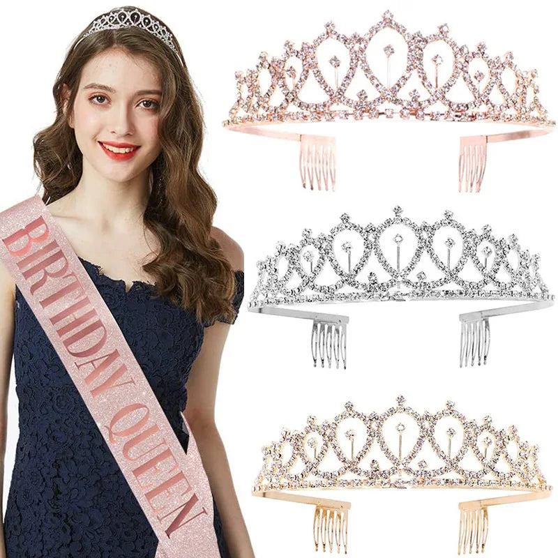 Crystal Tiara Crowns for Women Girls Elegant Princess Crown with Combs Tiaras for Women Bridal Wedding