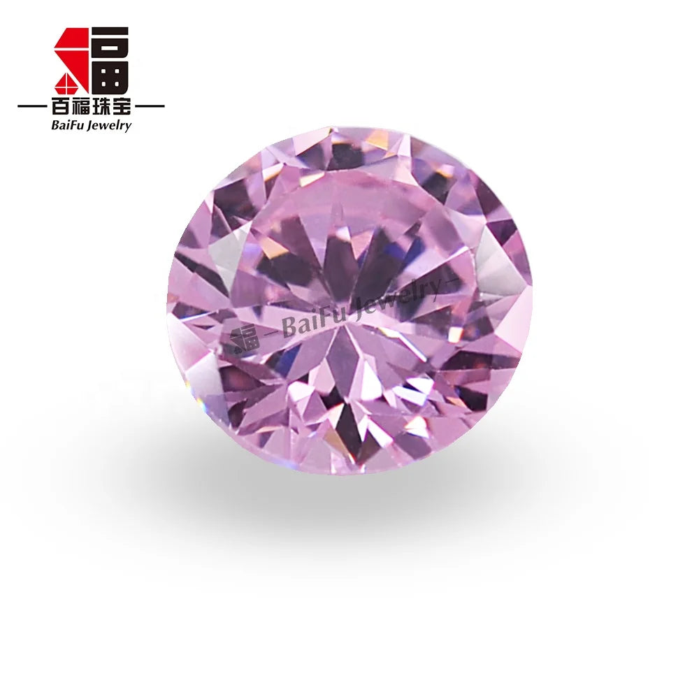 Baifu Jewelry Top Quality Loose Round pink Cubic Zircon