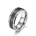 Alin Men's Stainless Steel Rings Classic Style Thin Carbon Fiber Wedding Bands Accessories Jewelry