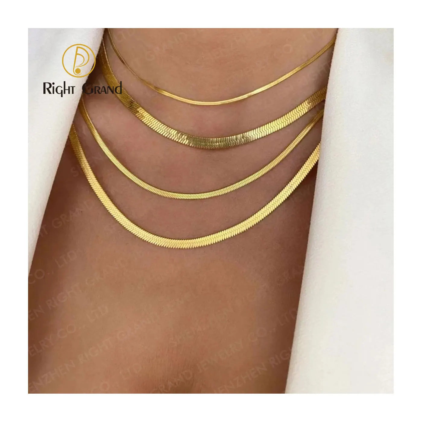 Men Women 2-5mm 40-55cm 14K Gold Plated Choker Flat Snake Chain Blade Necklace
