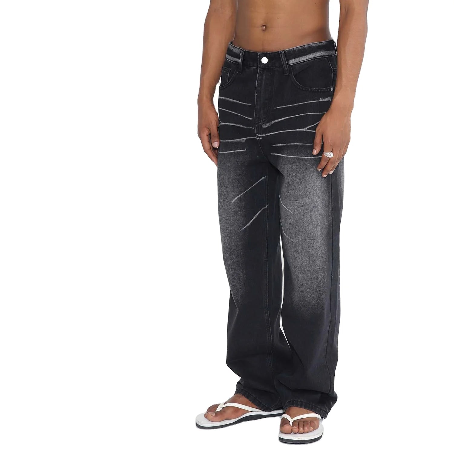 2024 Quality Straight Jeans Man Streetstyle Men Jeans Straight Vintage Style Washed Jeans for Men
