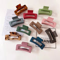 MIO 8.5cm Pure Color Leopard Hair Claw Clip Plastic Simple Hair Shark Clip Hollow Rectangle Shape for Women Lady