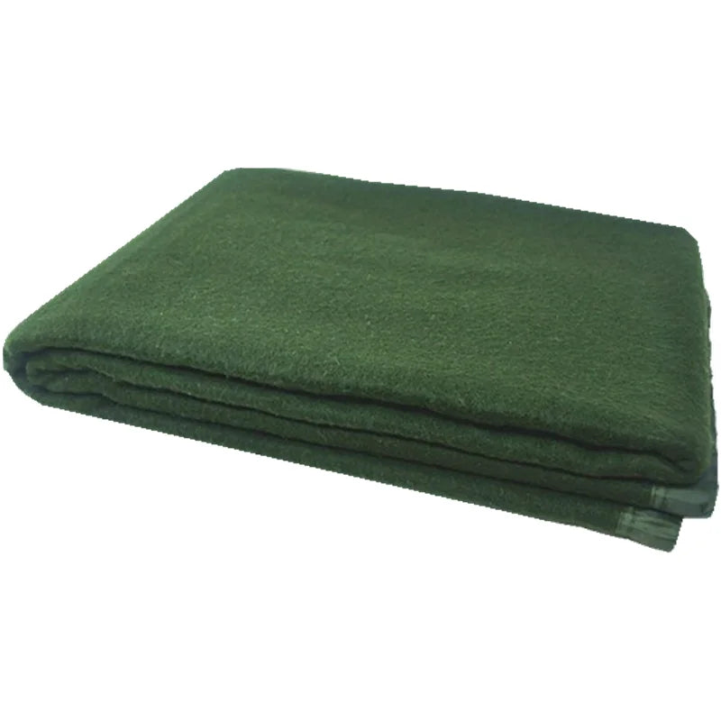 BLUE PHOENIX Army Green Satin-bound Edge Blanket 5% Wool 95% Polyester Heavy Winter Warm Solid Oliver Green Geometric Woven