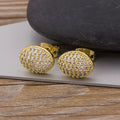 QIKU Fashion Geometric Oval Stud Earrings Copper Cubic Zircon Wedding Party Daily Wearable Charm Jewelry Styles Women Best Gift