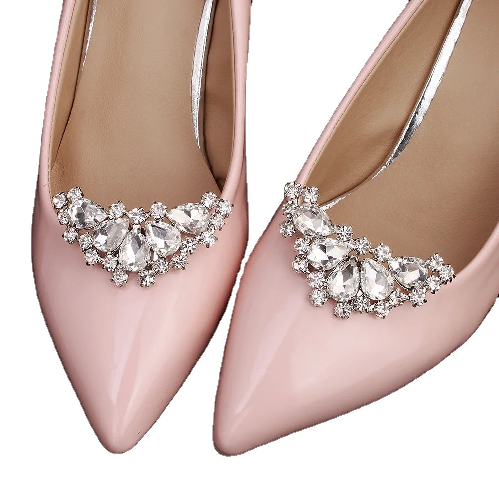 Detachable Bridal Footwear Buckle High Heel Accessory Shoes Flower Wedding Shoes Metal Rhinestone Shoe Clip Buckle