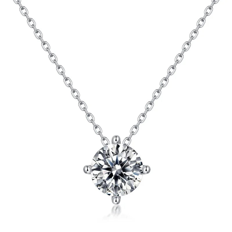 Newest Design Big Carat Silver Moissanite Gemstones Pendant Wholesale Necklaces Women Wedding Necklaces With White Gold Plated