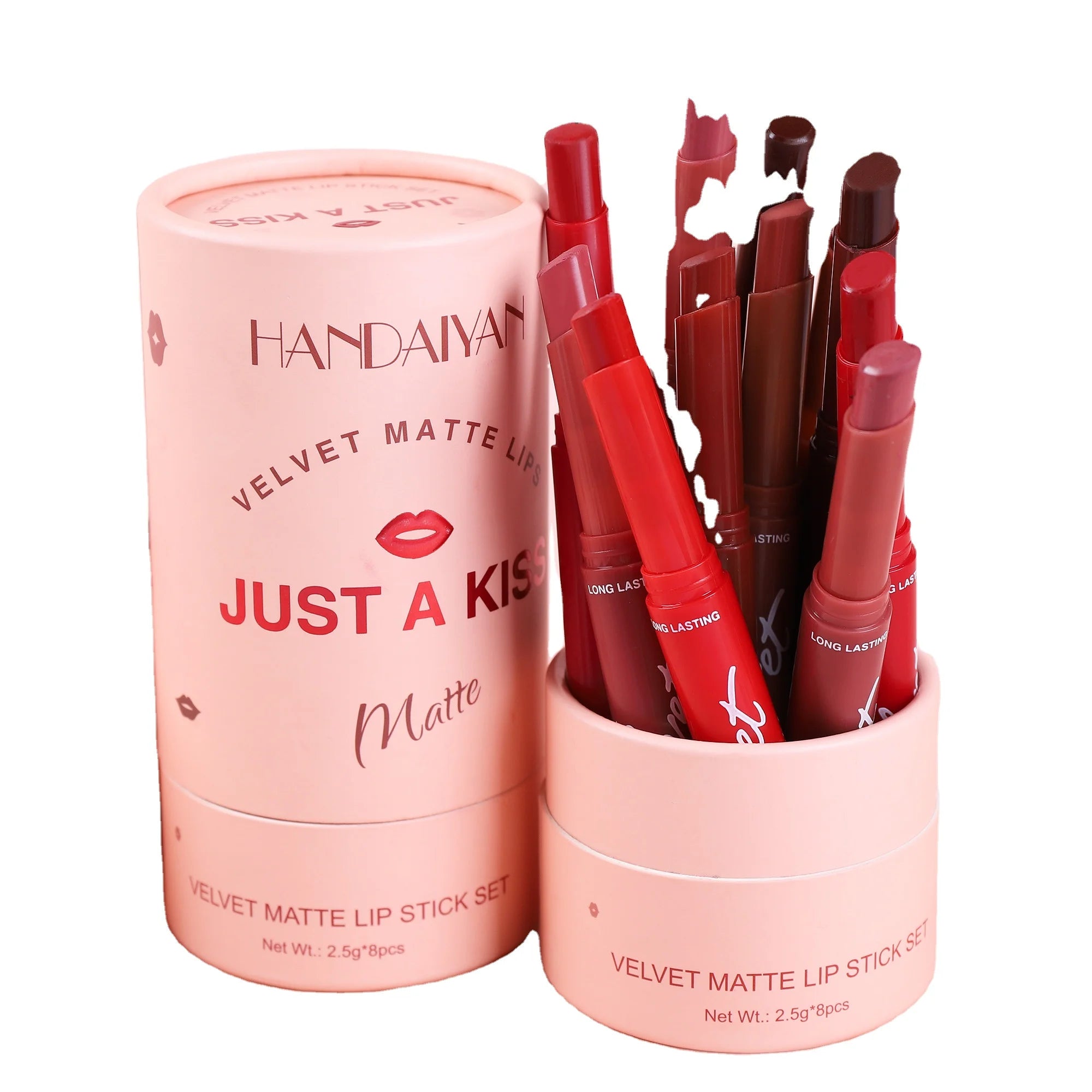8Pcs Waterproof Matte Velvet Lipstick 8 Colors Long Lasting Red Pink Lipsticks Non Stick Nude Series Lip Tint Cosmetic Makeup