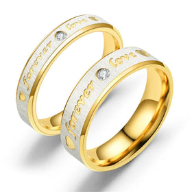New Fashion Couple Exquisite Diamond-encrusted Diagonal Yarn Forever Love Pair Ring
