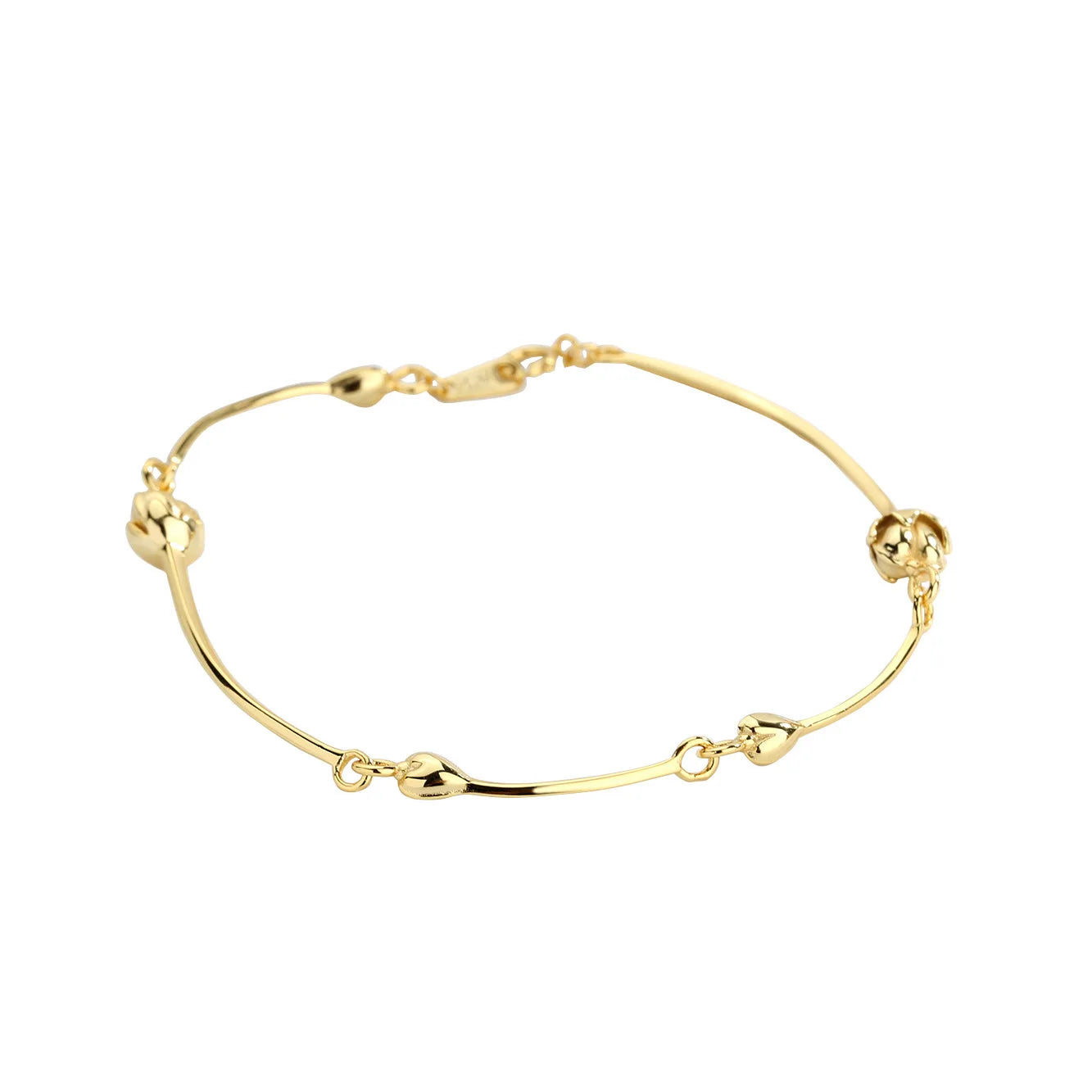 Rainbowking Heart 925 Sterling Silver Chain Gold Dipped Bangle Bracelet Making Women Charm Bracelet Pour Femme Bijoux Plaqu or