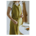 Factory Custom Design Solid Color Japanese Style Kitchen Chef Cooking Cotton Linen Apron With Two Pockets