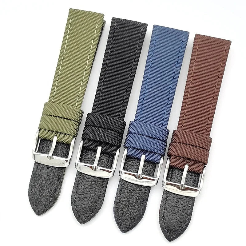 Universal Watch Band Interchangeable Leather Canvas Nylon Strap for Smartwatch Traditional Watches