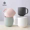 FENN 4 PCS Nordic Style Ceramic Coffee Mugs Stripe Design Tea Cup 350ML Matte Glaze Porcelain Tea Mugs for Wedding Gift Mug