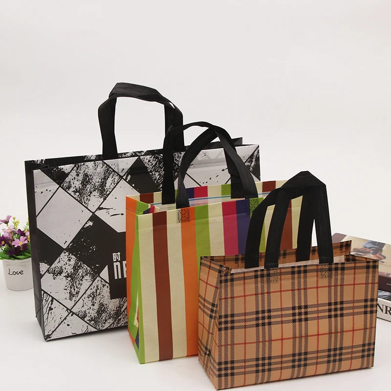 Wholesale Eco-Friendly Reusable Shopping Tote Bag Recycled Non-Woven Fabric with Cartoon Logo Pattern PP Laminated