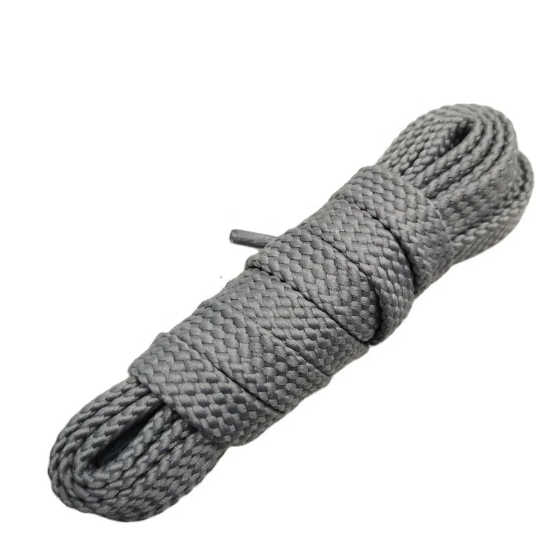 Wholesale 8mm & 10mm Wide Polyester Braided Flat Tubular Sport Shoes Shoelaces Multi-Colored Transparent Tips Pair