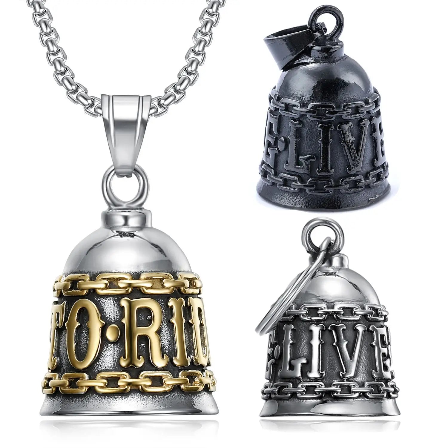 Biker Gremlin Guardian Bell Live to Ride Charm Pendant Keychain for Motorcycle