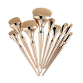 Luxury 9-Pcs Gold Kabuki Foundation Blending Synthetic Hair Makeup Brushes Custom Logo Professional Set for Face Use MegaBDM