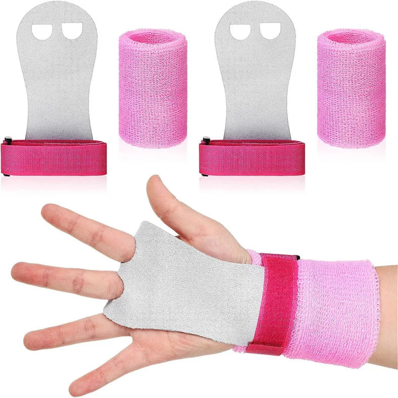 Girls Kids Gym Gloves Gymnastics Hand Grips & Wristbands Set Bar Grip Palm Protection Wrist Support for Kettlebells Tennis Yoga