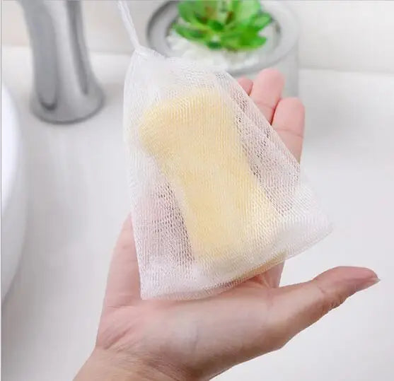 Customized Face Rub Bubble Bath Soap Pocket Colorful Small Net Drawstring Mesh Bag