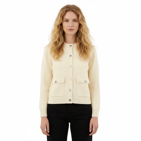 Wholesale Winter Women's Round Neck Thick Sweater Jacket With Pockets Women's Long Sleeved Casual Knit Sweater Cardigan