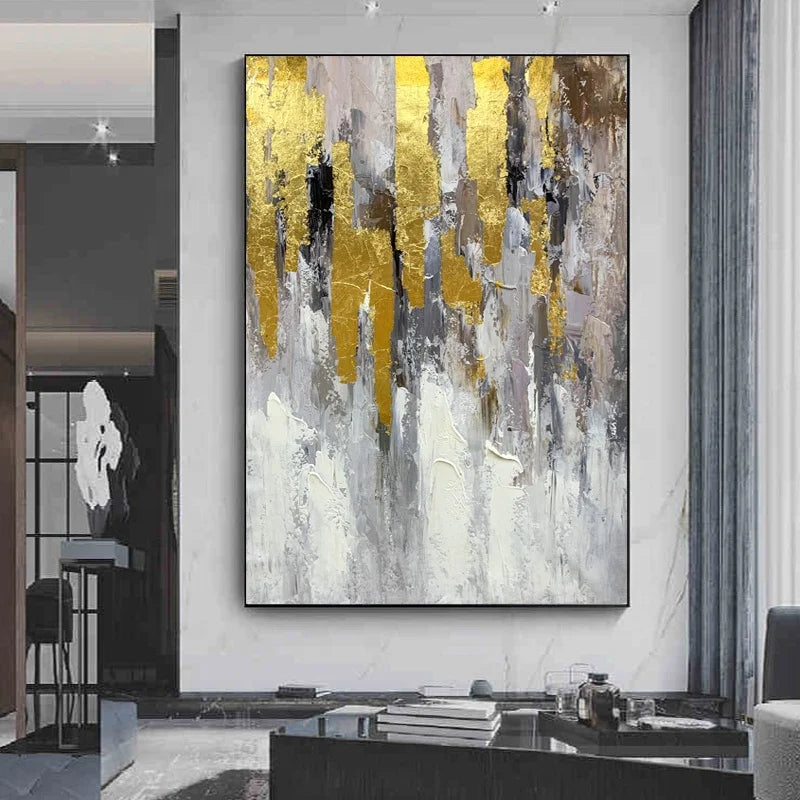Handmade Painting Canvas Art Acrylic Gold Foil Modern Home Decoration Abstract Hotel Handmade Painting on Canvas