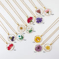 Handmade Epoxy Resin Dried Flower Pendant Necklace Women Pressed Flower Jewelry 12 Month Birth Flower Necklace for Women