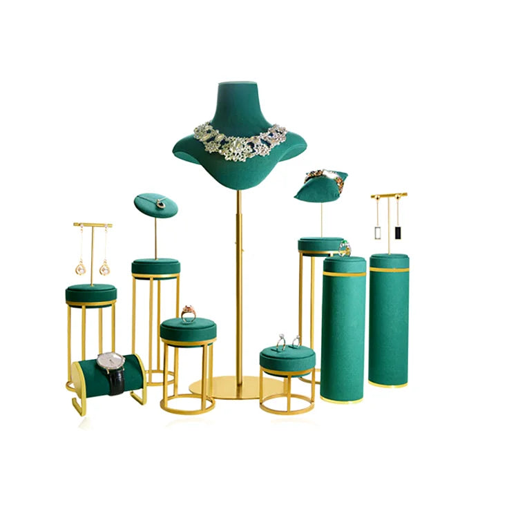 SESI Factory Custom Jewelry Display Rack Gold Metal Jewelry Stand for Watch Necklace Bracelet Jewellery Display Set