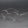 Round Titanium Eyeglasses with Rose Gold Finish Prescription Safety Spectacles Optical Frames for Eye Glasses Solid Pattern