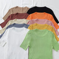 Wholesale Custom Print T Shirt Blank Women Short Sleeve T-shirt Women's Summer Basic Slim Top Round Neck Knitwear