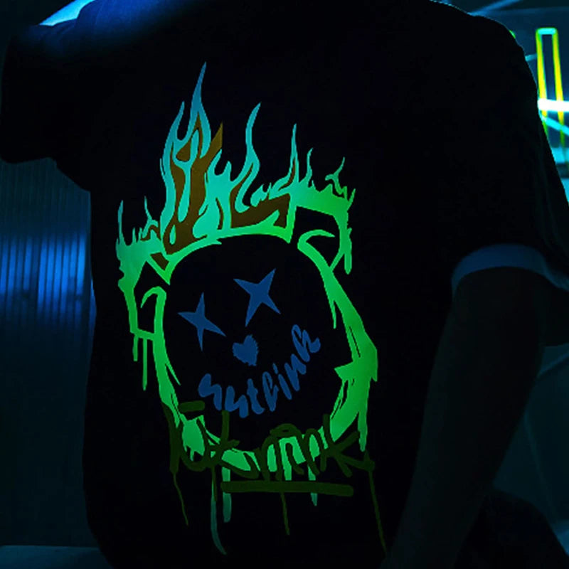 100% Cotton Knitted Reflective Printing Eco-Friendly Breathable Casual Men's T-shirt