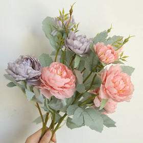 Plant S-H32 New Style Artificial Peony Flower Artificial Silk Flower Bouquet for Wedding Home Event Decoration
