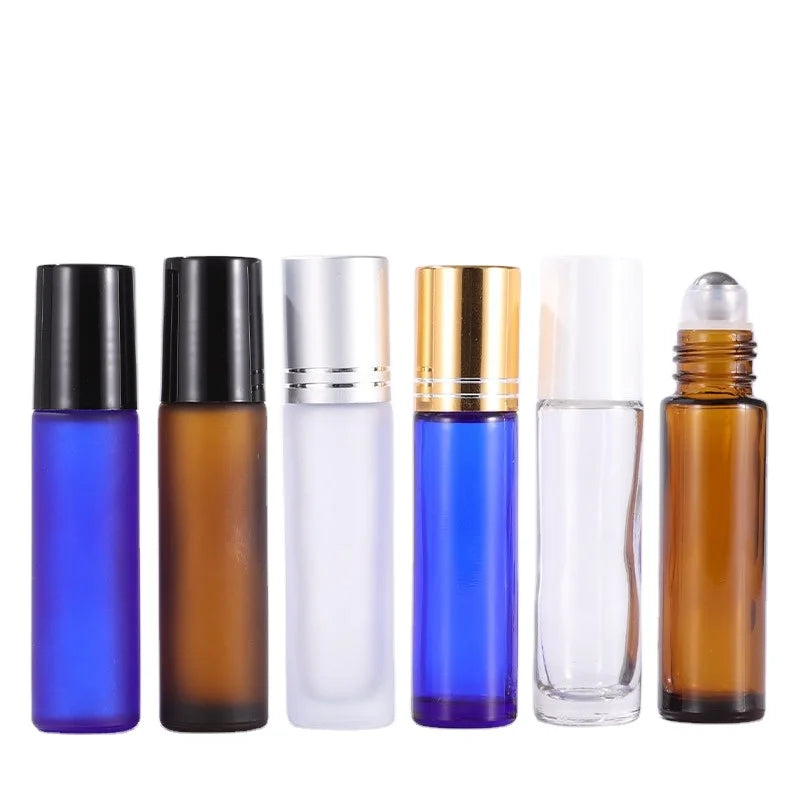 10ml Brown Amber Glass Roll-on Perfume Bottle with Black Lid 3.3oz Glass Bottle for Mascara Skin Care Cream or Wigs