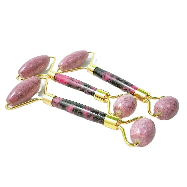 2026 Factory hot sale natural rhodonite roller jade face stone