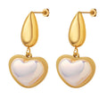 2023 Glamour Fashion 18k Gold Plated Tarnish Free 316l Stainless Steel Heart Charms Love Drop Earrings Jewelry for Women
