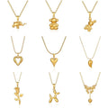 MC277 Wholesale Stainless Steel 18K Gold Plated Pendant Necklace Heart Flower Animal Geometric Shape Fashion Pendant Necklace